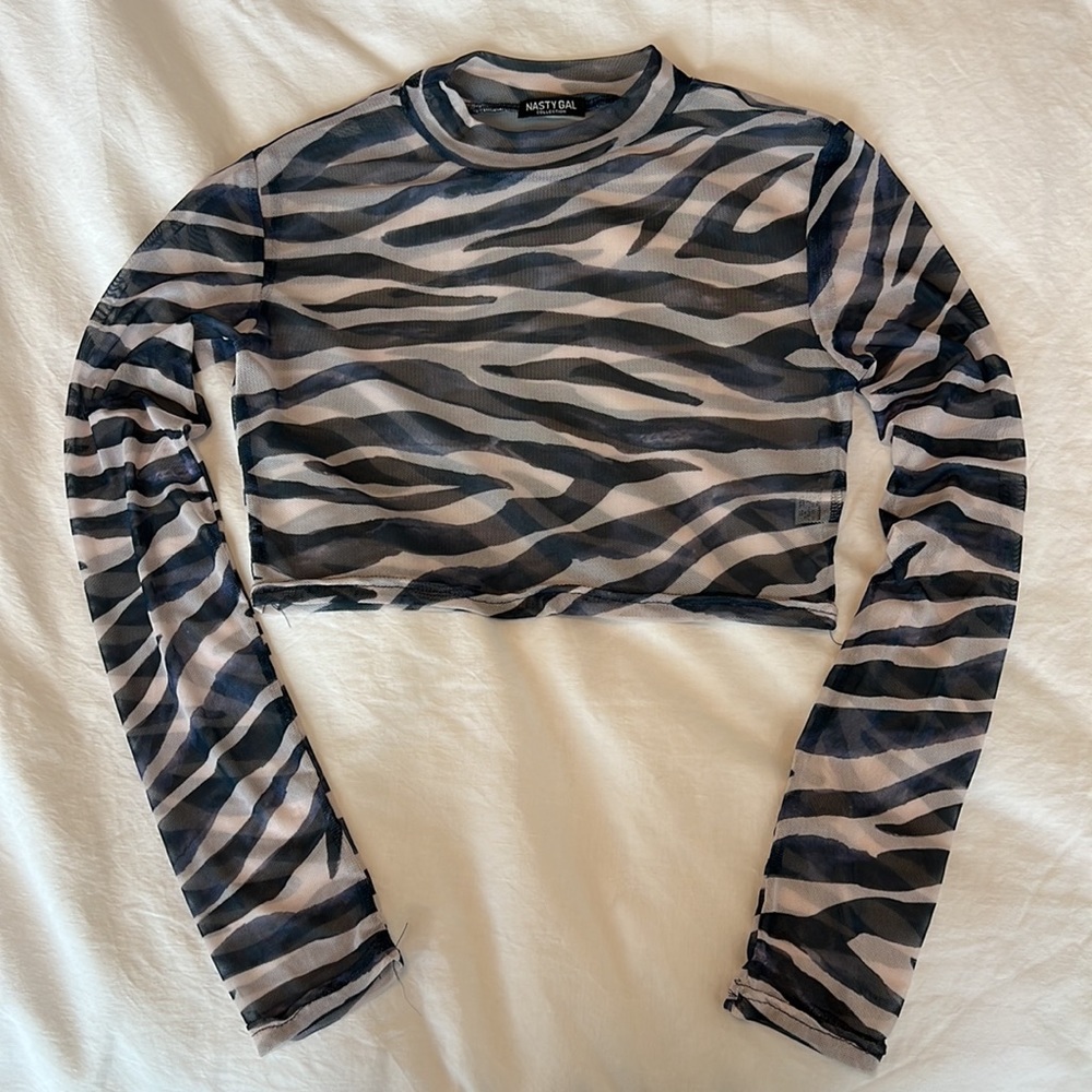 Nasty Gal Sheer Zebra Long Sleeve